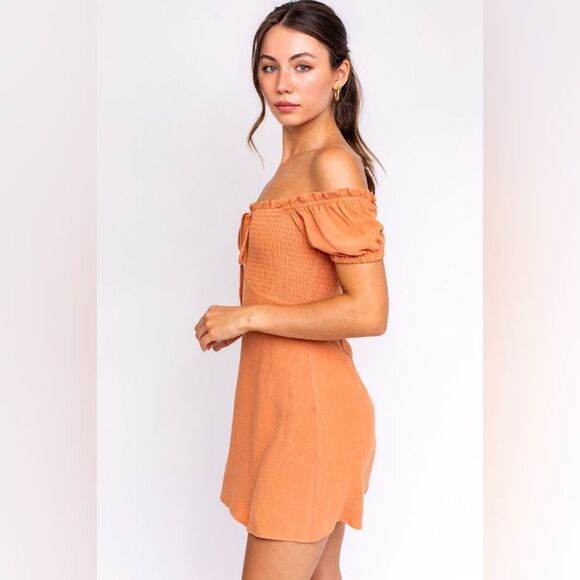 Boutique Le Lis Puff Sleeve Sweetheart Neck Off the Shoulder Mini Dress Size L - Picture 12 of 12